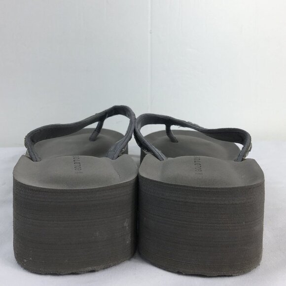 Gold Toe Platform Wedge Thong Sparkle Embellished Sandals Size 10 EXCELLENT - Picture 5 of 6